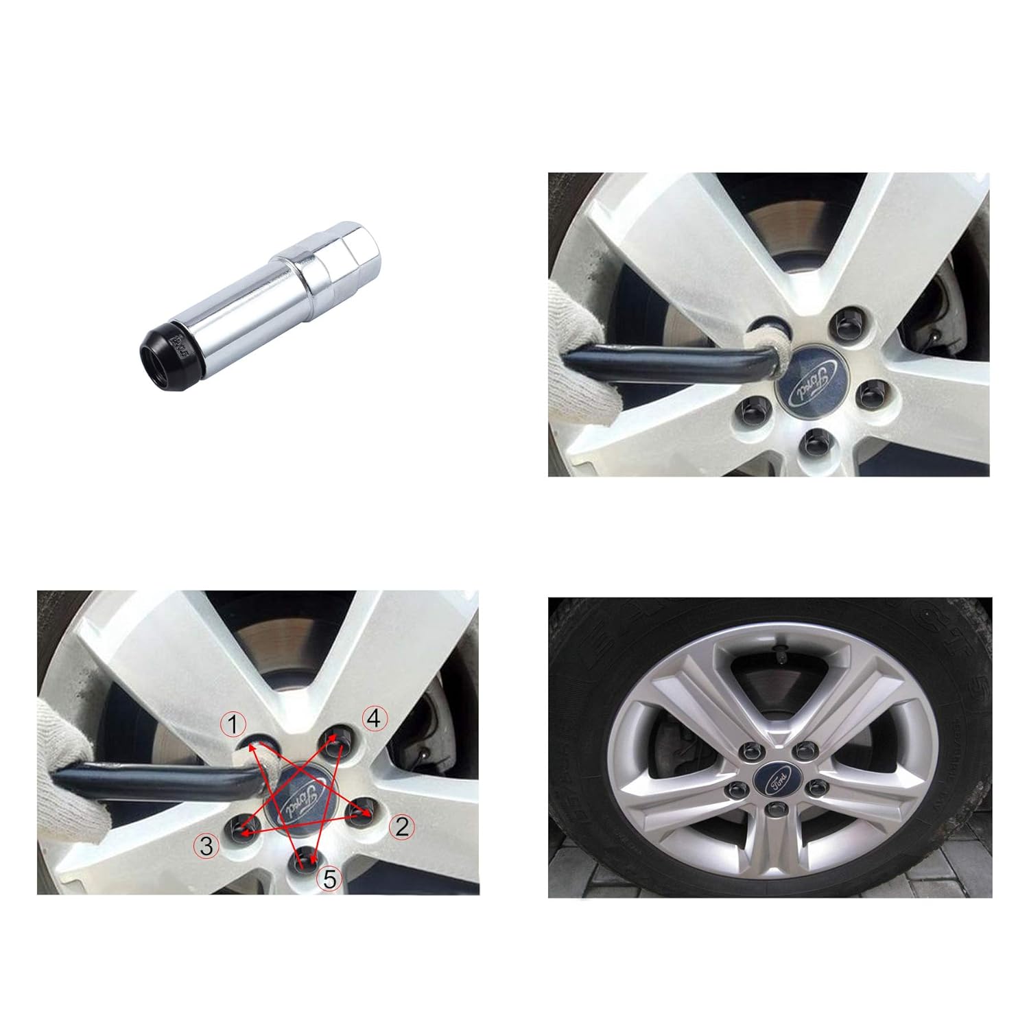 Tanice - Juego de 20 tuercas para llantas de aleación negra ...