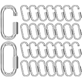 phepetroll M3.5-30 Pack 1.46&rdquo; Quick Links Chain Connectors, 1/8&Prime; Galvanized Chain Locking Hooks, 180LBS Heavy Duty Thread Quick Link Clips, Twist Oval Keychain D Shape for Swing, Backpack, Key Ring