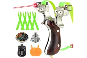 JTXCDFHMJ Slingshot,Stainless Steel Slingshot Flat Leather High-Precision Professional Slingshot for Hunting Slingshots Set