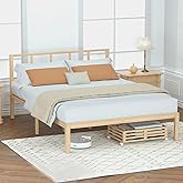 Bamboonova Full Bed Frame with Headboard 14" Bamboo Wood Platform Beds with Non-Slip Slats Support, Under-Bed Storage, Heavy Duty Bed No Box Spring Needed 9 Sturdy Legs Noise Free, Natural