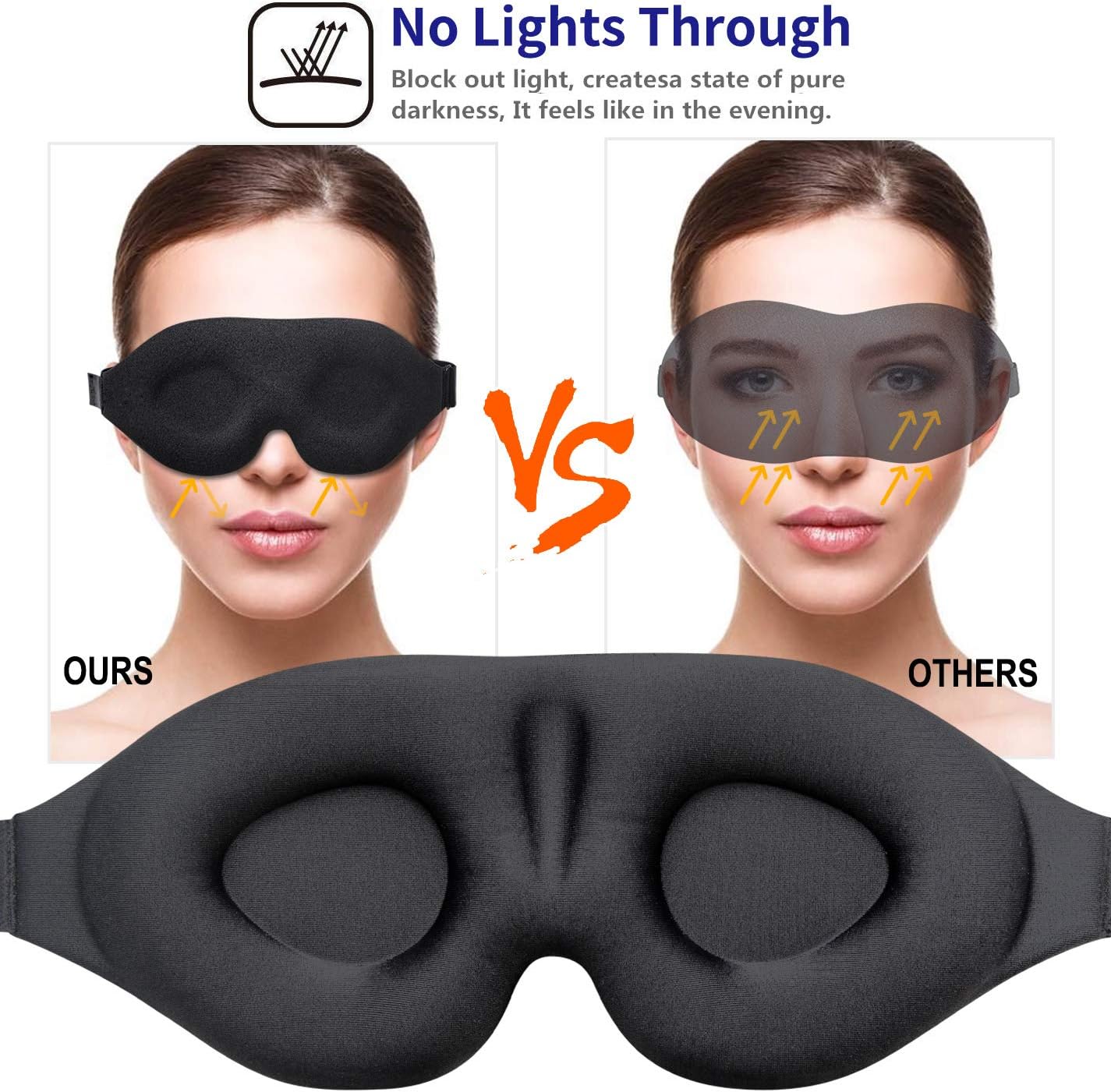 ZGGCD 3D Sleep Mask, New Arrival Sleeping Eye Mask for Women Men, Contoured Cup Night Blindfold, Luxury Light Blocking Eye Cover, Molded Eye Shade with Adjustable Strap for Travel, Nap, Yoga, Black: Health & Personal Care