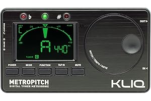 KLIQ MUSIC GEAR KLIQ MetroPitch 3-in-1 Metronome Tuner for All Instruments, Digital Guitar, Violin, Ukulele, Bass & Chromatic Tuner with Tone Generator, Compact Metronome with Jog Dial, Black