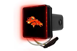 FANMATS NFL - Denver Broncos Light Up Hitch Cover | Black | Fits All 2 in. Class III hitches | Bronco Head Primary Logo