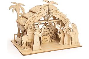 RUSATEN Wooden Nativity Scene Set – Christmas Manger with Holy Family | Rustic Christian Christmas Decor - Nativity Display - Religious for Families