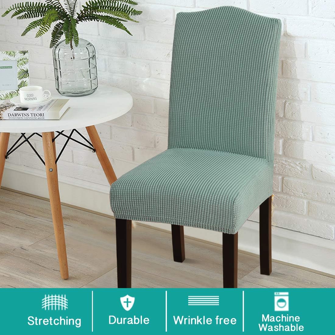 Turquoize Chair Covers for Dining Room Dining Chair Covers Set of 2 Stretch Dining Chair Slipcover Parsons Chair Covers Removable Chair Protector Covers for Dining Room, Hotel, Ceremony (2, Grey): Furniture & Decor