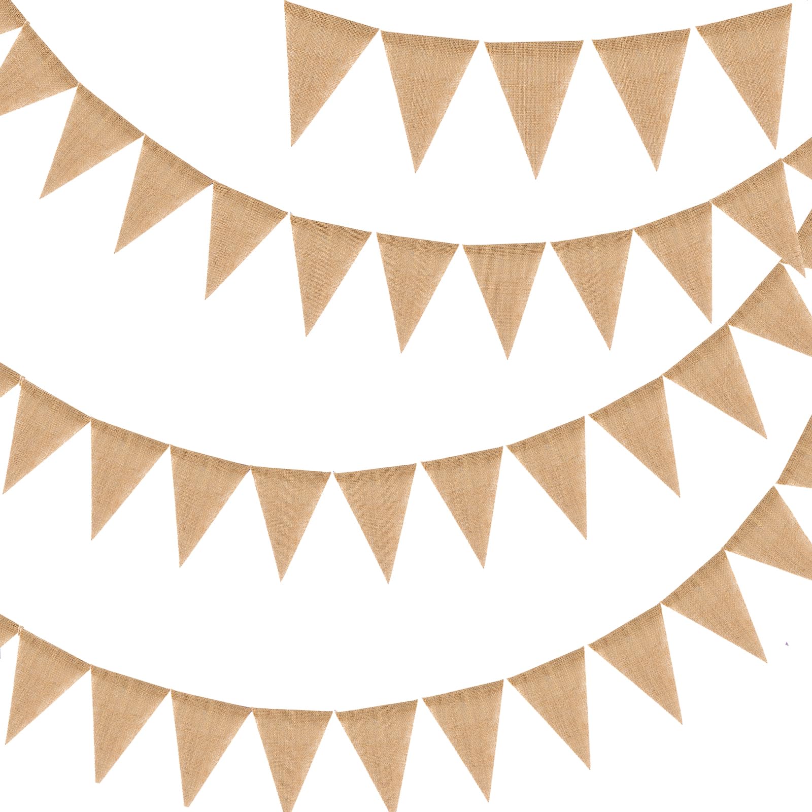G2PLUS 12M Rustic Burlap Bunting Banner: 36PCS Triangle Flags, Reusable Triangle Garland for Wedding, Birthday, Baby Shower, Garden Party Decor