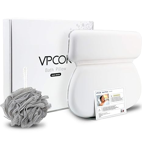 Vpcok Bath Pillow Waterproof Bathtub Pillow With Free Bath Ball