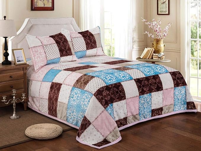 Shadow Engraved Premium Woolen Bedsheet with 2 Pillow Covers for Winters (220 x 240 cms