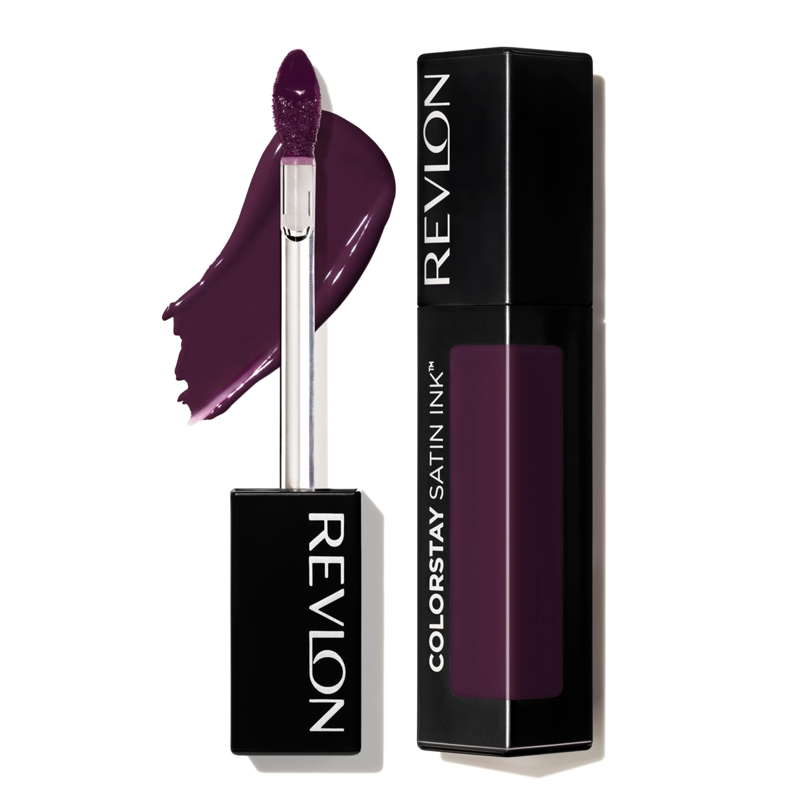 REVLON ColorStay Satin Ink Crown Jewels Liquid Lipstick, Longlasting & Waterproof Lipcolor, Moisturizing Creamy Formula Infused with Black Currant Seed Oil, 036 Royal Amethyst, 0.17 fl oz.