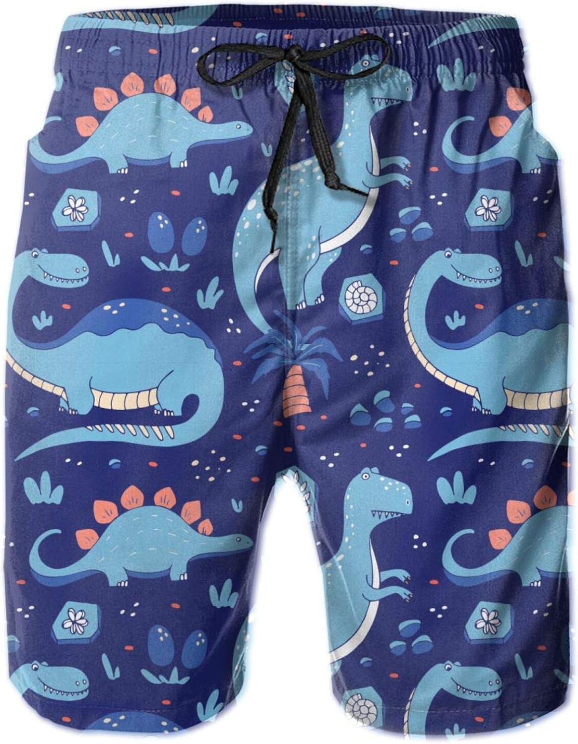 RUTO Blue Dinosaur Mens Swim Trunks Summer Casual Athletic Swimming