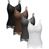Fourluoo Women's Long Lace Tank Tops lace Camisole Patchwork Tops for Women