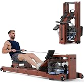 YOSUDA Water Rowing Machine Foldable for Home Use 5.8 Gal Large Water Tank | Immersive Wooden Water Rower Machine, Dedicated Monitor &amp; Bluetooth APP, 4-Blade Paddle, 400LBS Weight Capacity