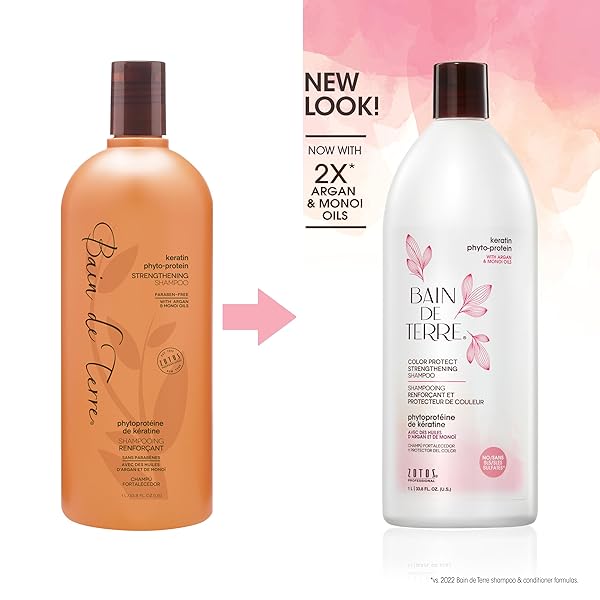 BAIN DE TERRE KERATIN PHYTO-PROTEIN COLOR PROTECT STRENGTHENING SHAMPOO, COLOR-SAFE STRENGTHENING FOR WEAK & DAMAGED HAIR, SULFATE-FREE, PARABEN-FREE, 33.8 FL OZ