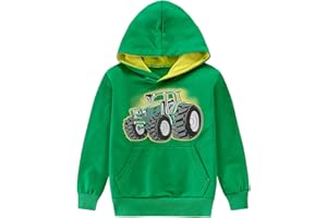 Little Hand Kids Dinosaur Hoodies for Boys Monster Truck Pullover Toddler Tractor Hooded Sweatshirt Active Shirts 2-7 Year