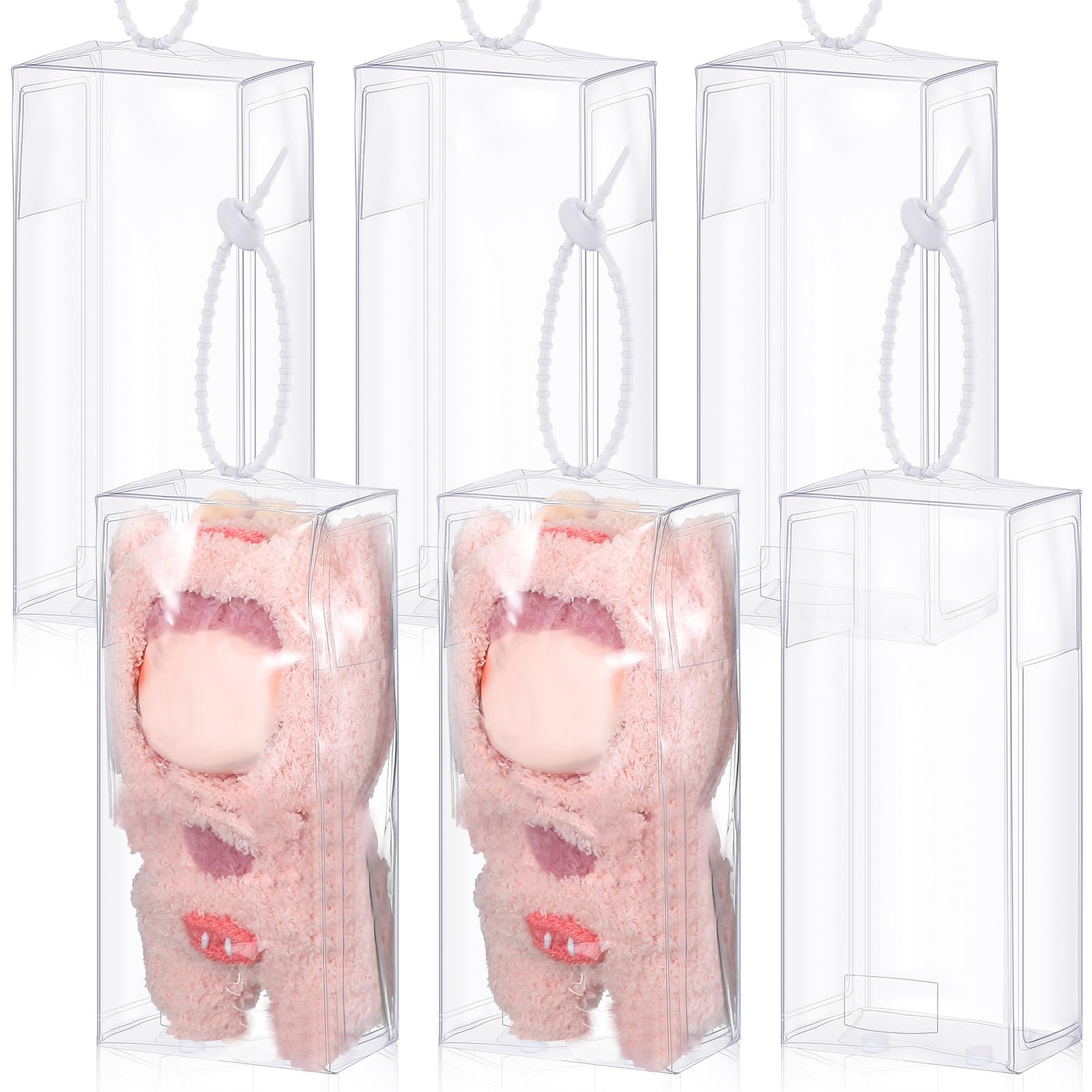 Photo 1 of Wowangce 6 Pcs Clear Figure Display Bag Protective Cover Figures Storage Clear Bag Keychain Protective Case Dustproof Collectibles Case for Dolls