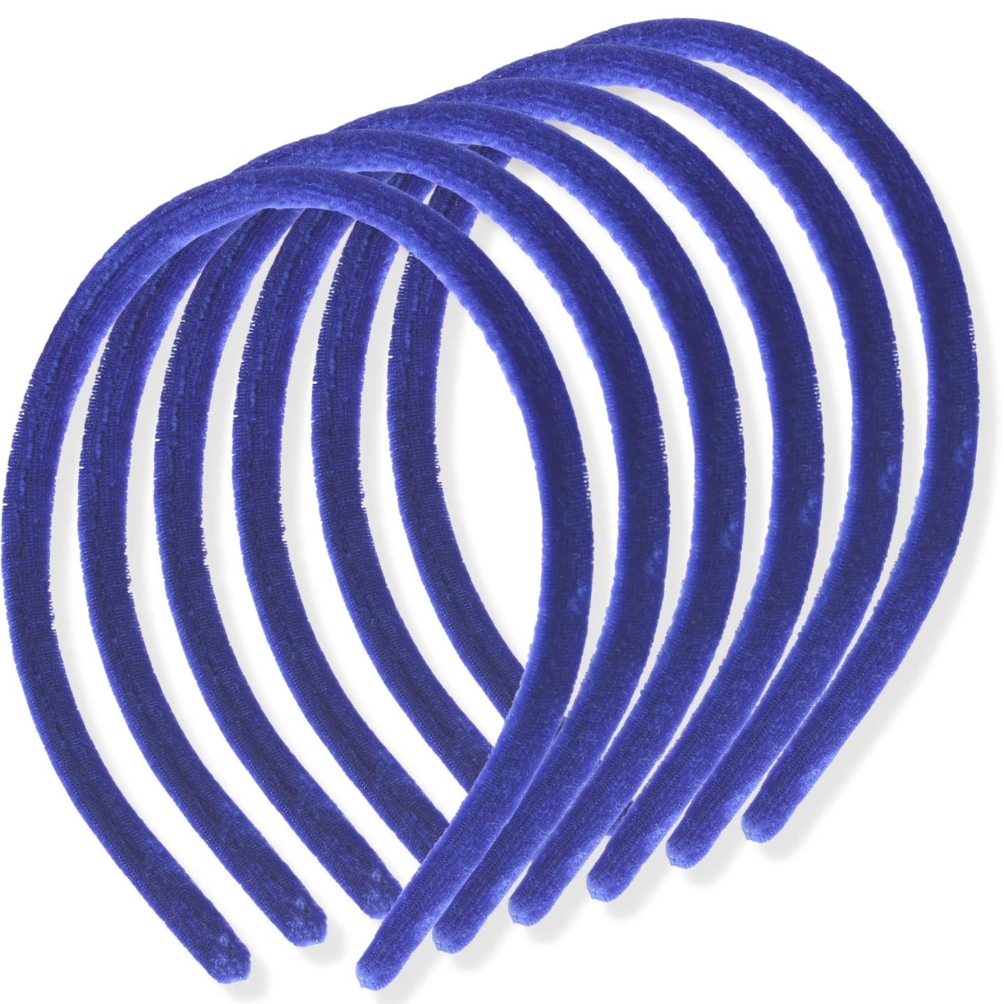 Topkids Accessories 6pc 1cm/0.4" Thin Velvet Hair Bands, Head bands Alice Bands Adult Women, Hair Accessories for Girls, Headbands for Women's Hair, Hair Bands for Girls (Royal Blue)