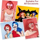 Aomig Short Bob Wig Set 4 Pack Neon Fancy Dress Wigs with Bangs Sunglass Cap view 6