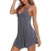 Samring Sexy Lingerie Sleepwear for Women Chemises V-Neck Full Slip Babydoll Nightgown Dress S-XXL