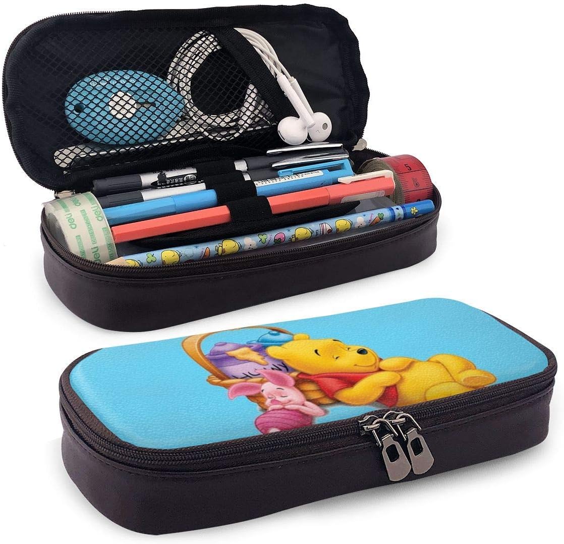 Winnie The Pooh and Piglet Sleeping Leather Pencil Case, Large Capacity