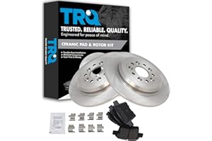 TRQ Rear Brake Pad & Rotor Kit Brake Pads Brake Rotor Ceramic Compatible with 2005-2007 Ford Five Hundred Freestyle 2008-2009 Taurus Taurus X Mercury Montego Sable