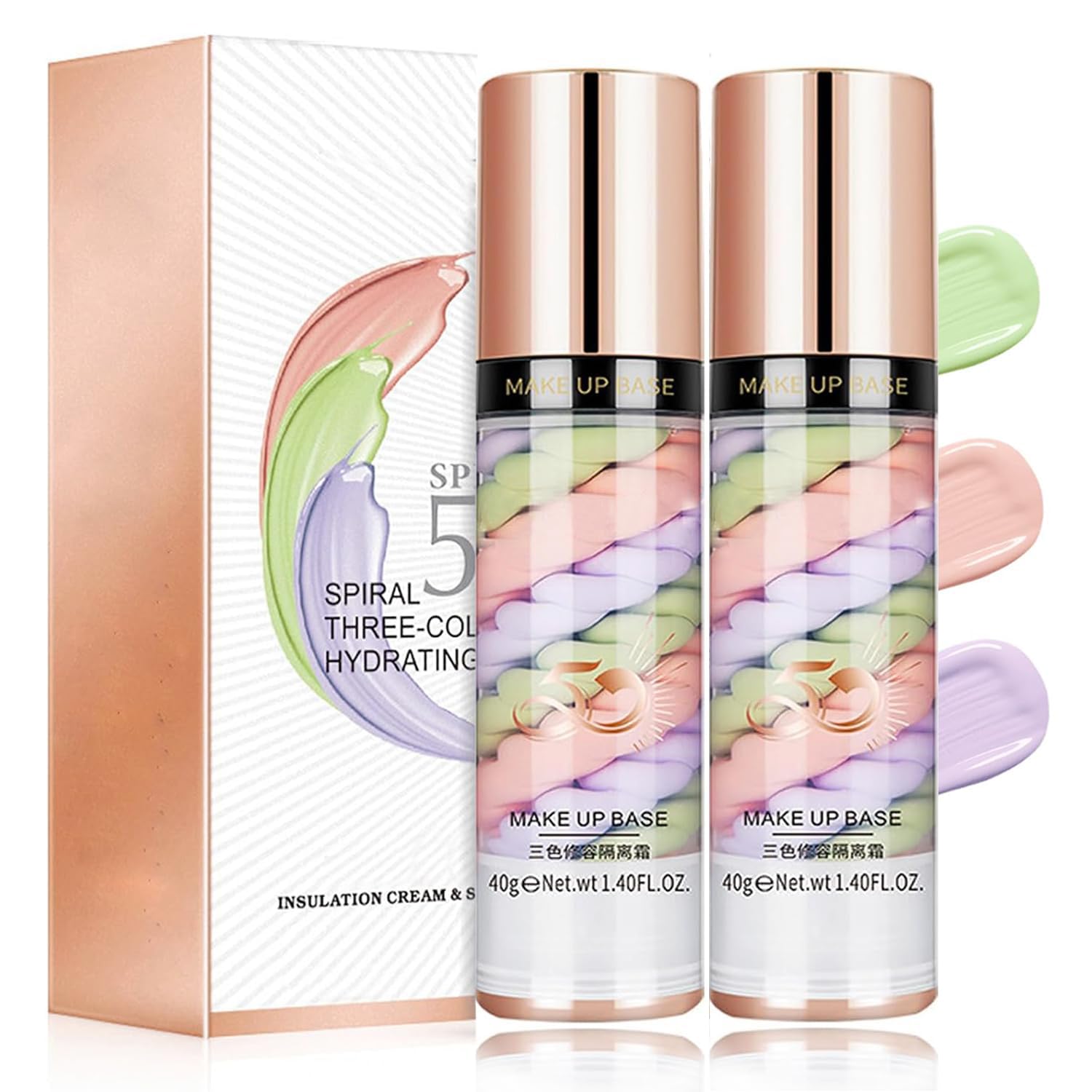 Skynest 2pcs Pore Primer, Color Correcting Facial Serum, Face Makeup Primer Base,Isolation Cream,Invisible Pore,Oil Control, Brightening Moisturizing Essence Concealer Foundation (#1)