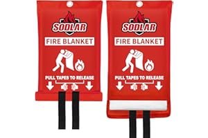 SODLAR Fire Blanket Emergency for Home Kitchen - 40"x40" Fireproof Safety Protection Fiberglass Flame Retardant Blankets Survival Essential Kit for Outdoor Camping House Car Fireplace Grill BBQ - 2 Pack