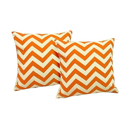 Amazon Com Roomcraft Orange Chevron Throw Pillow Cover Set 16x16
