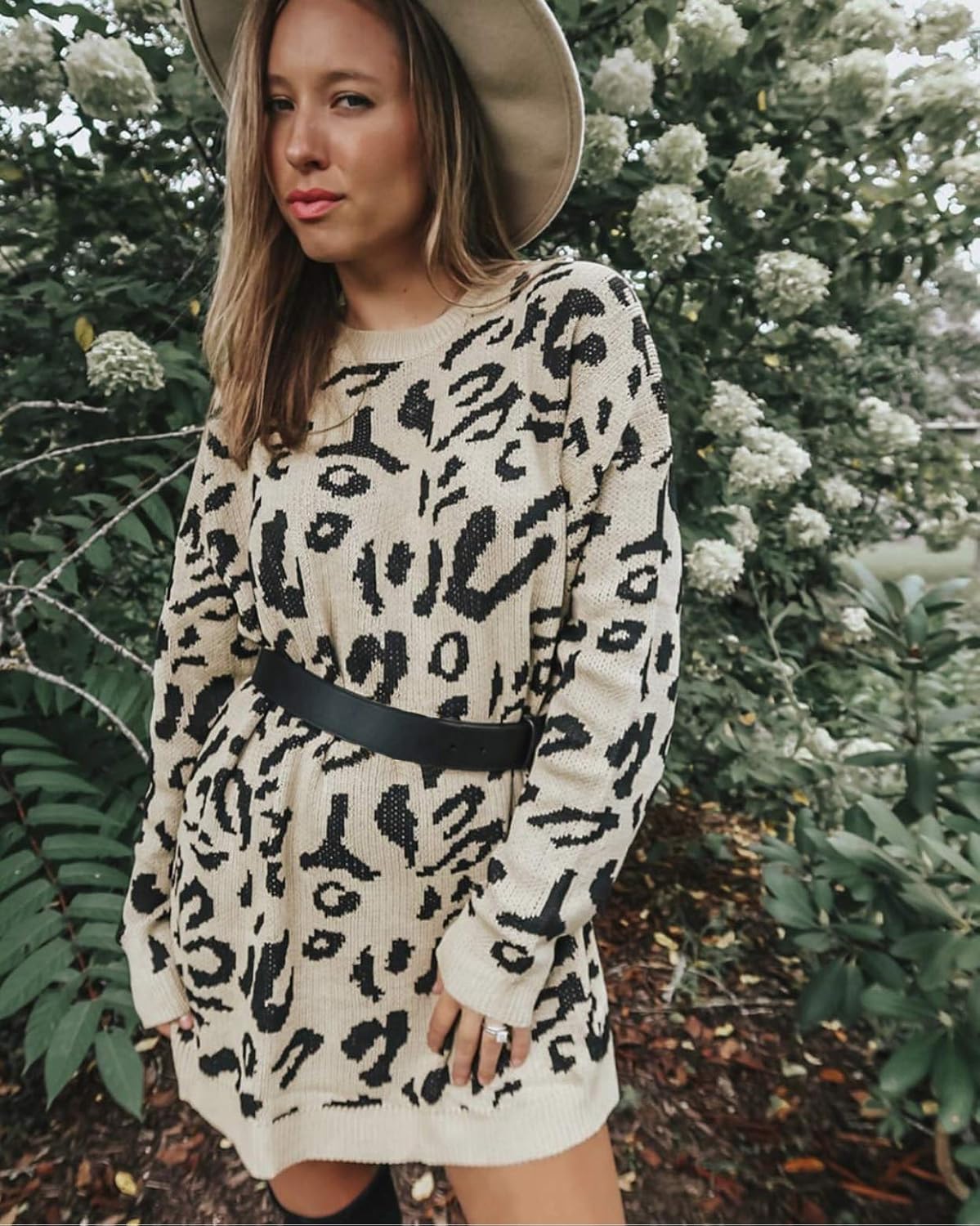 PRETTYGARDEN Women’s Casual Leopard Print Long Sleeve Crew Neck Oversized Pullover Knit Sweaters Tops at  Women’s Clothing store