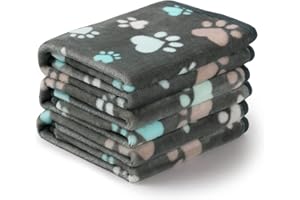 Luciphia Dog Blanket Fluffy Premium Fleece Pet Blanket Flannel Paw Printed Throw for Dog Cat 1 Pack 3 Blankets (Large 41x31''