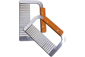Crinkle Chopper, Wavy Potato Soap Cutting Tool French Fry Slicer Stainless Steel Blade Wooden Handle Serrator Chopping Knife,