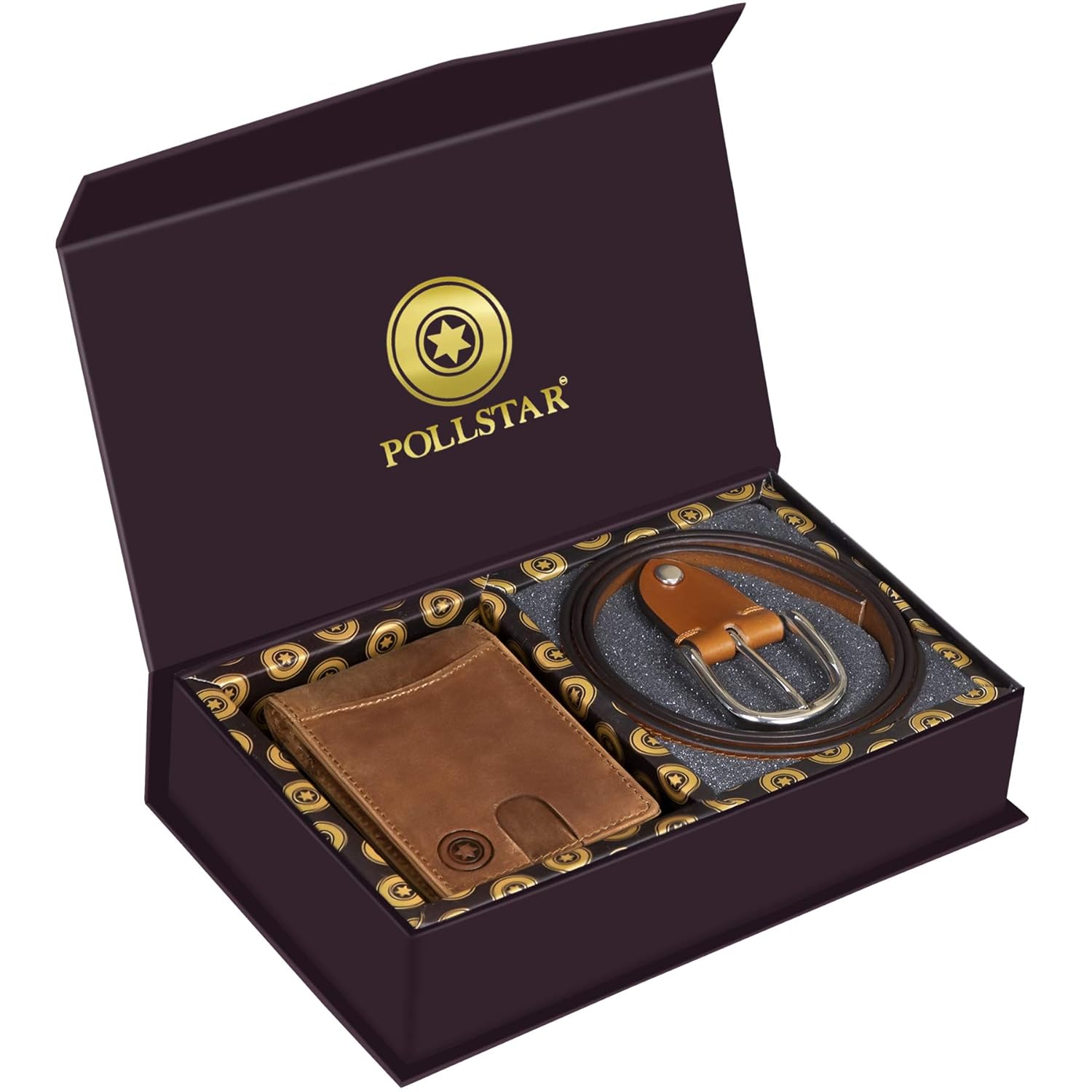 POLLSTAR Leather Wallet and Belt Gift Sets for Men (122BN+703BN