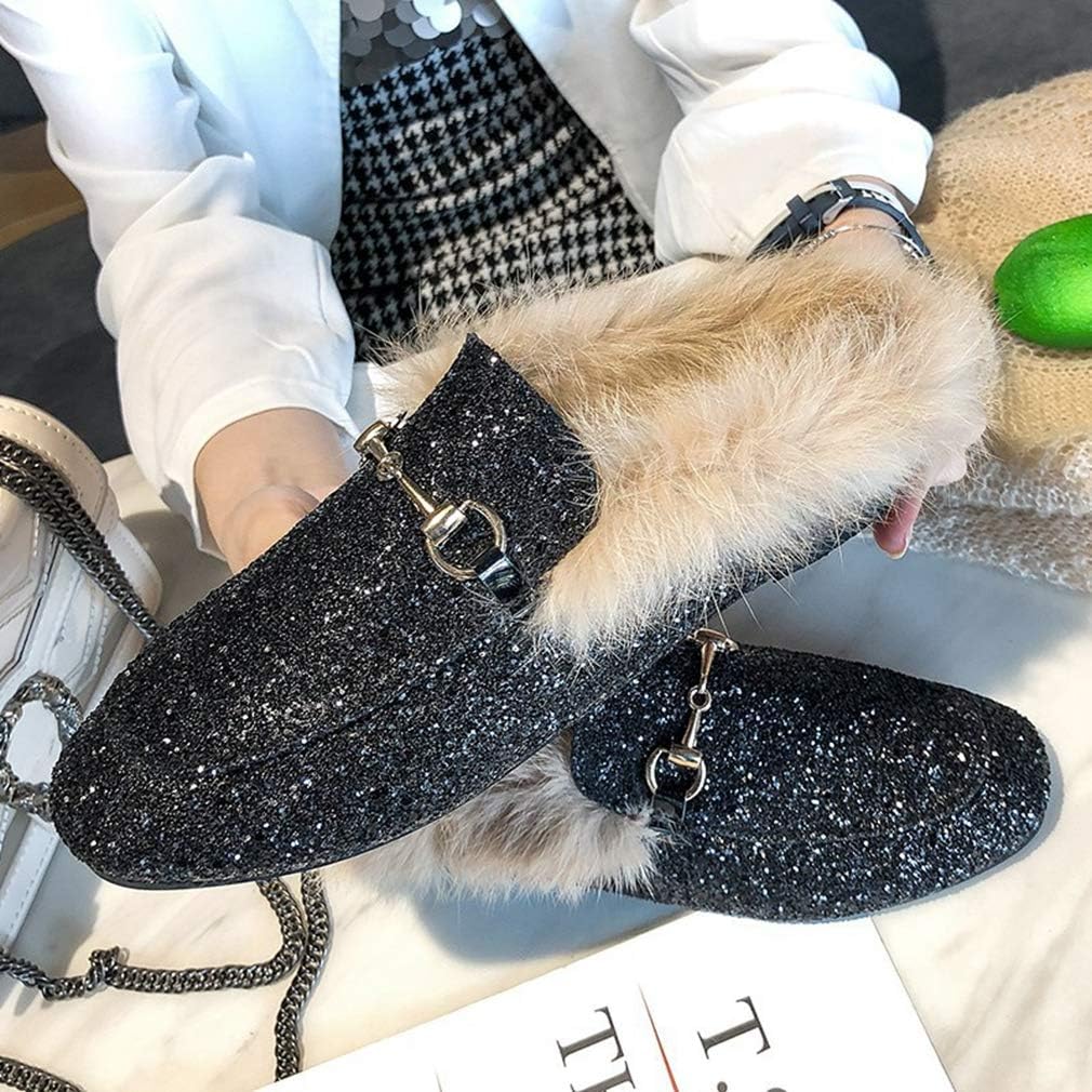 fur mule slides