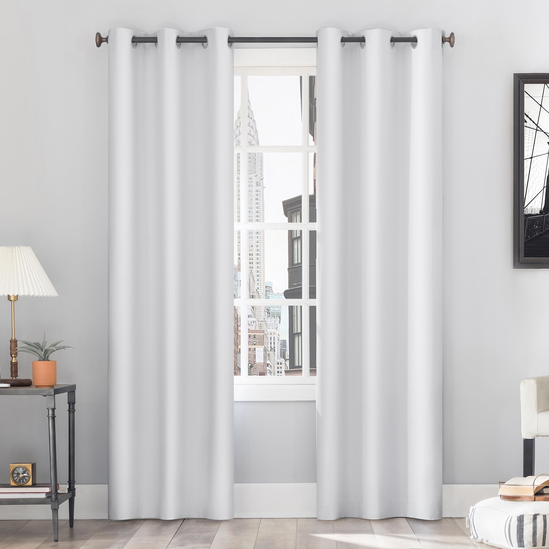 Sun Zero Cyrus 2-Pack Total Blackout Grommet Curtain Panel Pair, 40" x 84", White