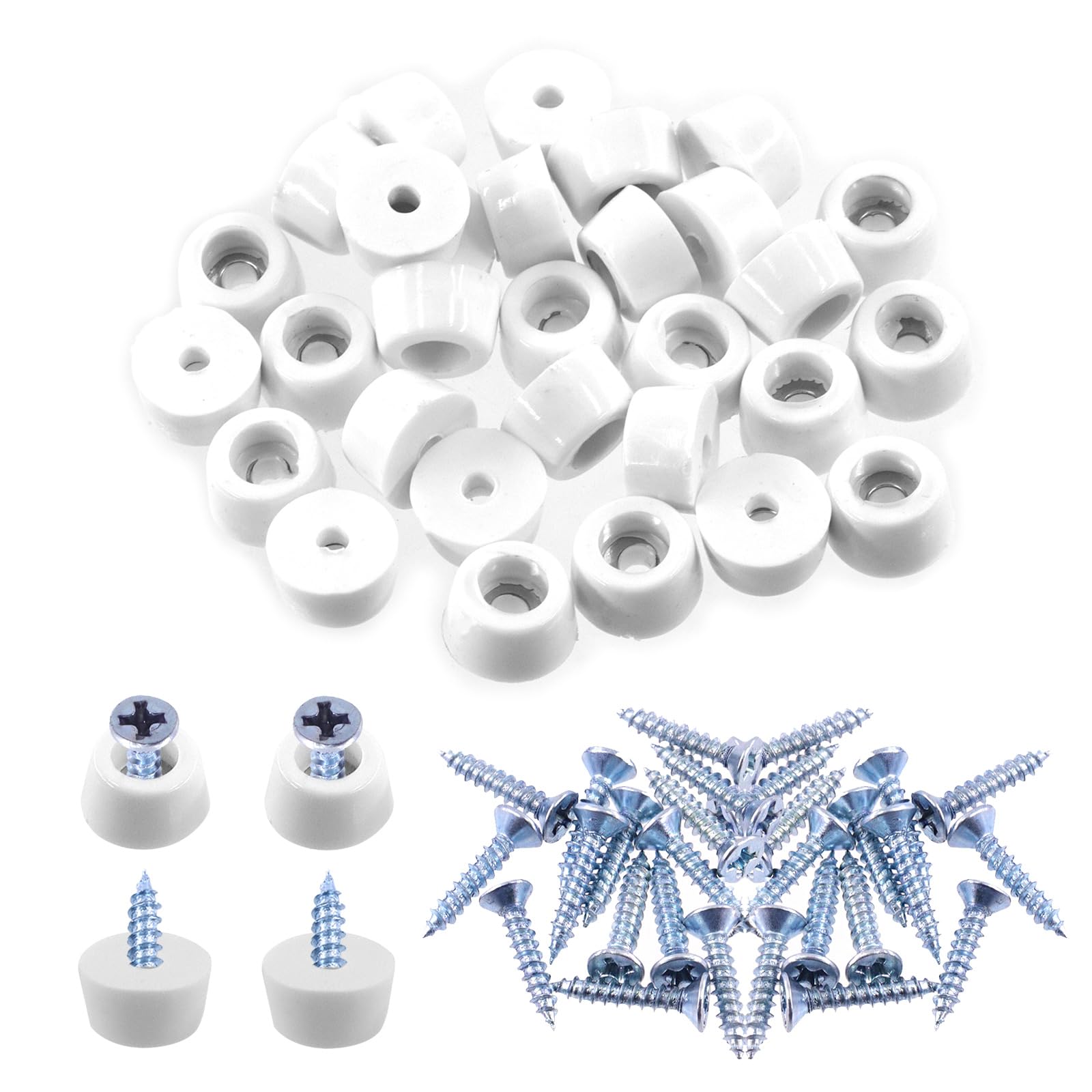 Keadic 62Pcs Non-slip Rubber Feet for Cutting Board, 12 * 8 * 7MM White Furniture Slider Glide Pad Floor Protector with Built-in Gasket and Screws for Wooden Furniture Chair Tables Sofa