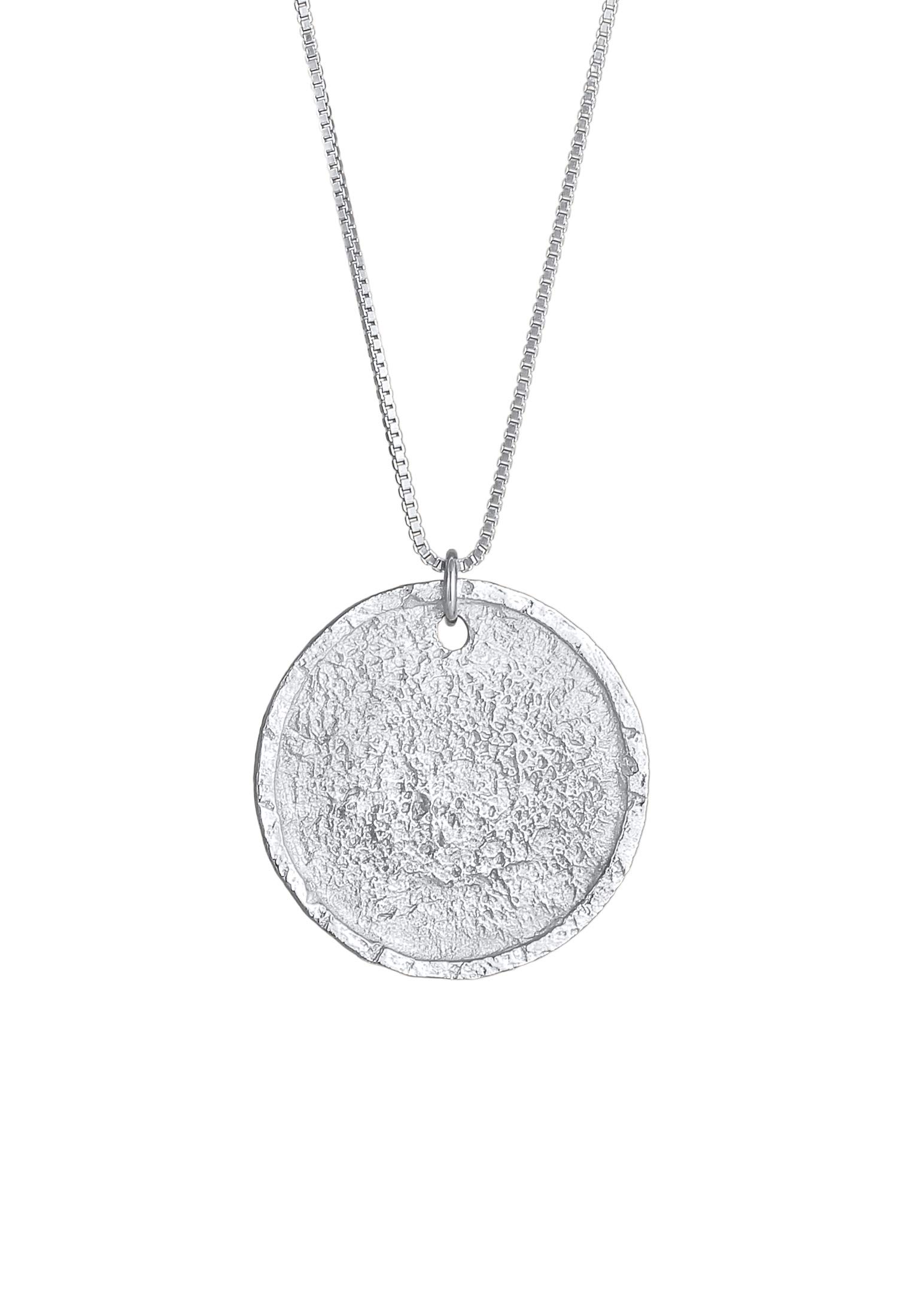 Kuzzoi Men's Silver Necklace with Coin Pendant Round (25 mm), Necklace for Men in 925 Sterling Silver, Chain with Antique Coin, Men's Necklace with Pendant Handmade