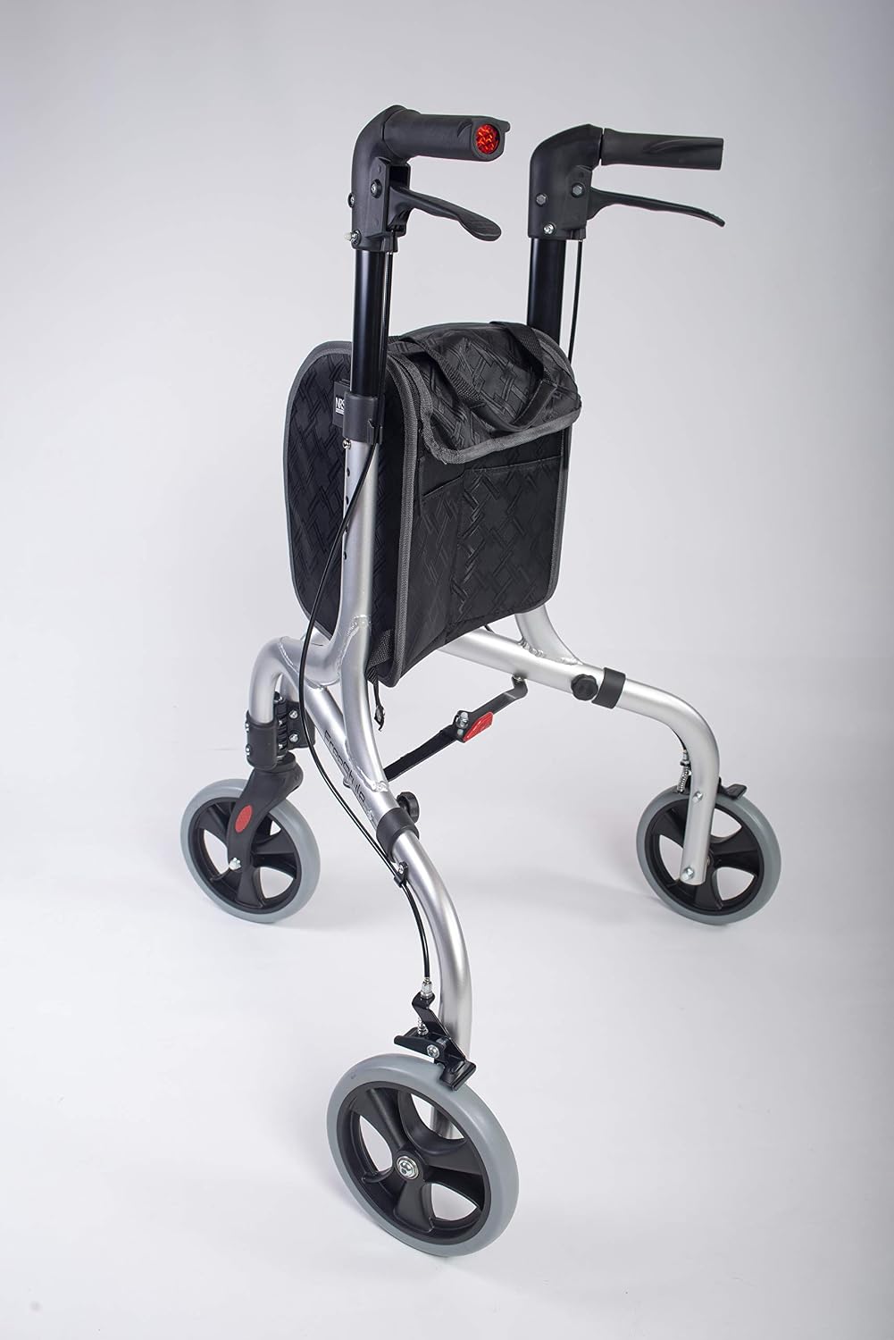 NRS Healthcare Freestyle Ultra Lightweight Folding 3 Wheel Rollator, Lockable Brakes, Height Adjustable, Removable Bag - Image 3
