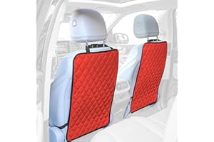 FH Group 2-Pack Diamond Stitched Faux Leather Back Seat Kick Protectors, Heavy Duty Car Kick Mat for Kids Waterproof Protection, Easy to Clean