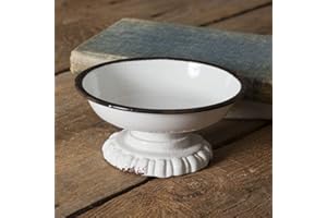 CTW Home Collection Black Trim Pedestal Dish,White/Black, 6" Diameter x 3" Tall