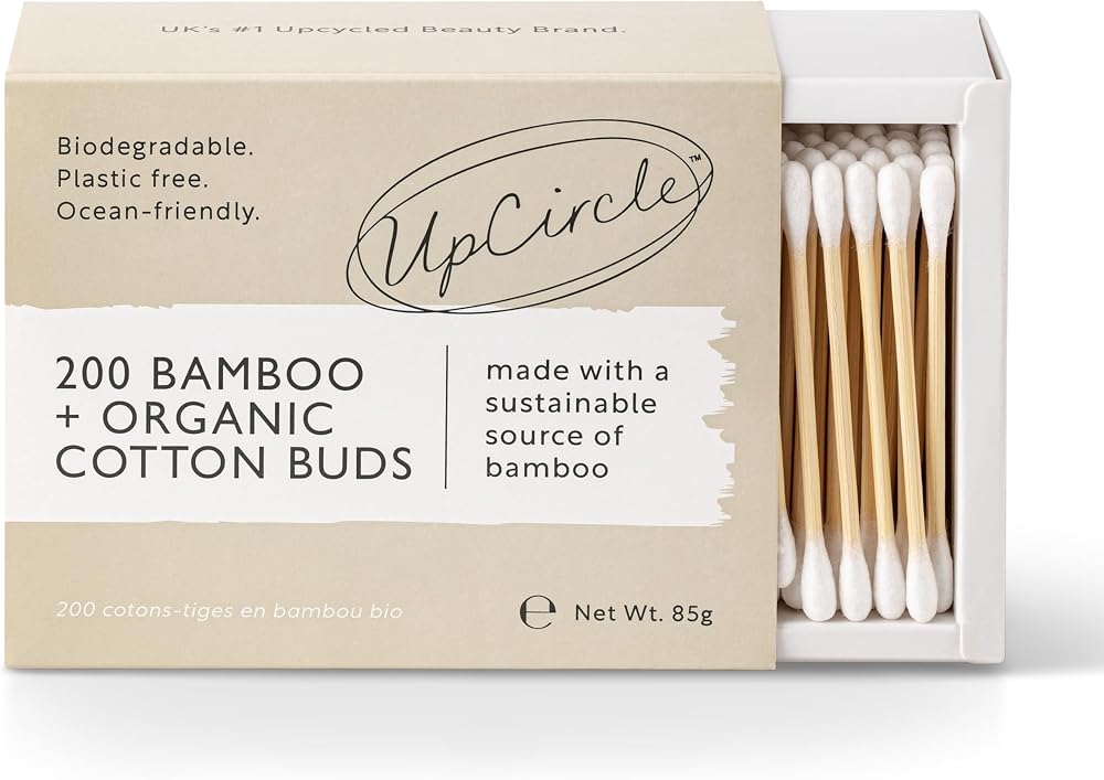 UPCIRCLE Bamboo Cotton Buds 200 Pieces Biodegradable Plastic-Free Eco Friendly