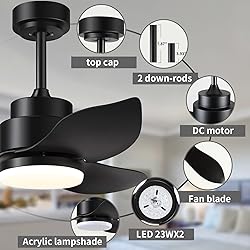 Modern Black Ceiling Fans with Lights Remote