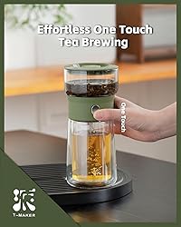 ZENS Modern Glass Infuser Teapot, Smart One Touch