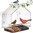 Window Bird House Feeder by Nature Anywhere with Sliding Seed Holder and 4 Extra Strong Suction Cups. Large Outdoor Birdfeede