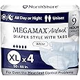 NorthShore MegaMax AirLock Breathable 9-Hour Heavy-Duty Tab-Style Adult Diapers, X-Large, Trial Pack of 4, White, 50-60 inches, Unisex Incontinence Underwear