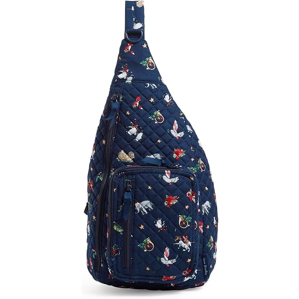 Vera Bradley Navy and Floral Sling Backpack Vera Bradley Compact Sling Backpack Frosted Floral Black  main image 3