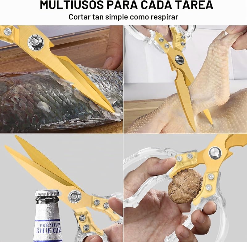 Tijeras Cocina Resistentes Muy Afiladas con Mango Transparente — foto 6 de 8