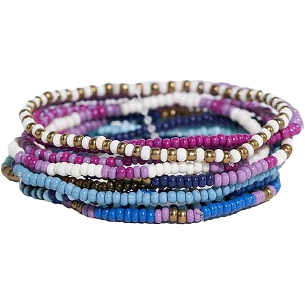 INK + ALLOY Kendall - Pulsera Bohemia De Cuentas Para Mujer, Tamaño Mediano, Elástica, Apilable, Hecha A Mano, Joyería Bohemia Moderna, 1 Pulgada, Vidrio, Sin Gemas