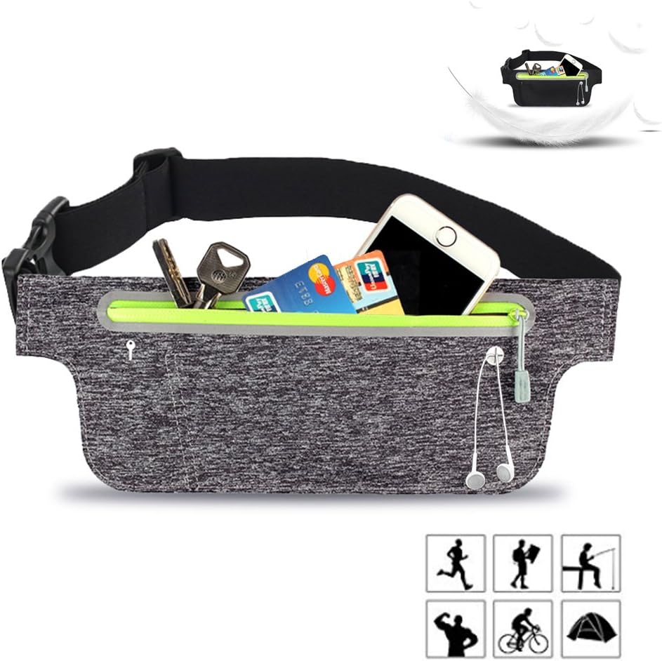 Veriya Running Belt, Lightweight Waistpack Sports Outdoor Fitness Belt Fanny Waist Pack Bum Bags for Running Hiking Cycling Dog Walking Men Women