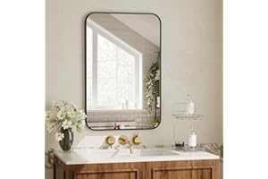 BEAUTYPEAK Wall Mirror 20" x 28" Rectangular Bathroom Mirror with Aluminum Alloy Frame, Rounded Corners Hanging Mirror for Li