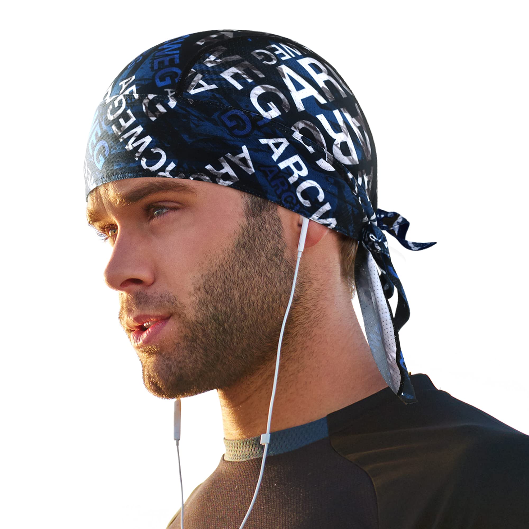 Arcweg Cycling Pirate Bandana Skull Cap Hat Sweat Wicking Beanie Sun UV Protection Quickly Dry Under Helmet Cycling Headscarf Headwrap for Men & Women Outdoor Sports Blue โ image 1