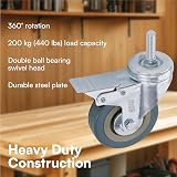 H&S Heavy Duty Castor Wheels 75mm Set of 4 M10 Bolts PU Swivel With Brakes view 3
